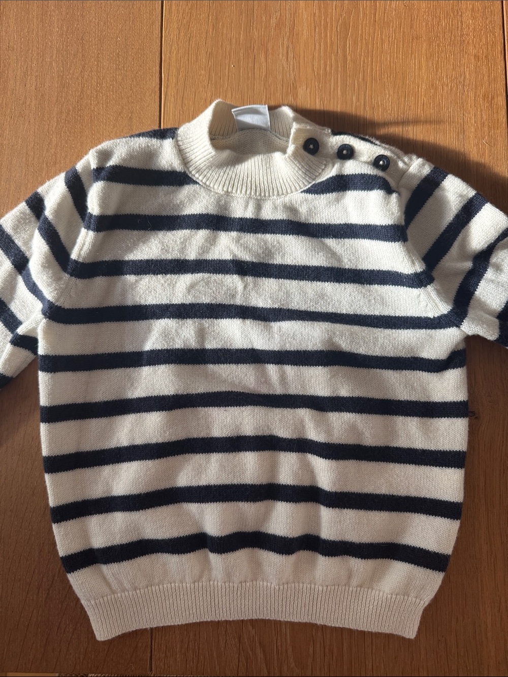 Petit Bateau Stripe Sweater with Three Button Closure